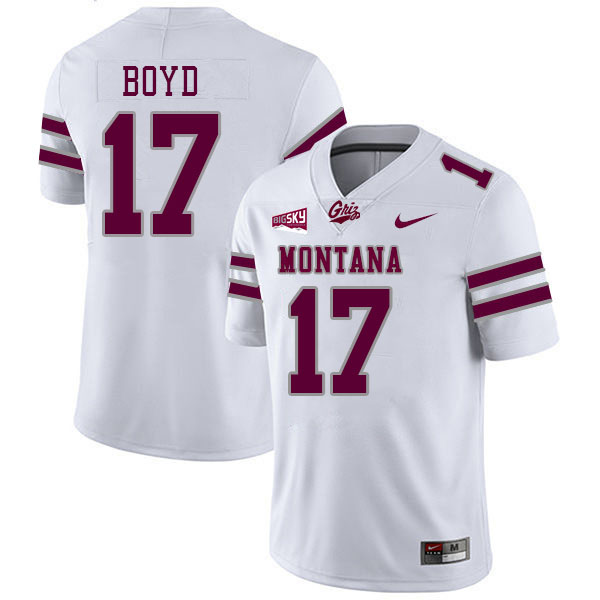 Montana Grizzlies #17 Kade Boyd College Football Jerseys Stitched Sale-White